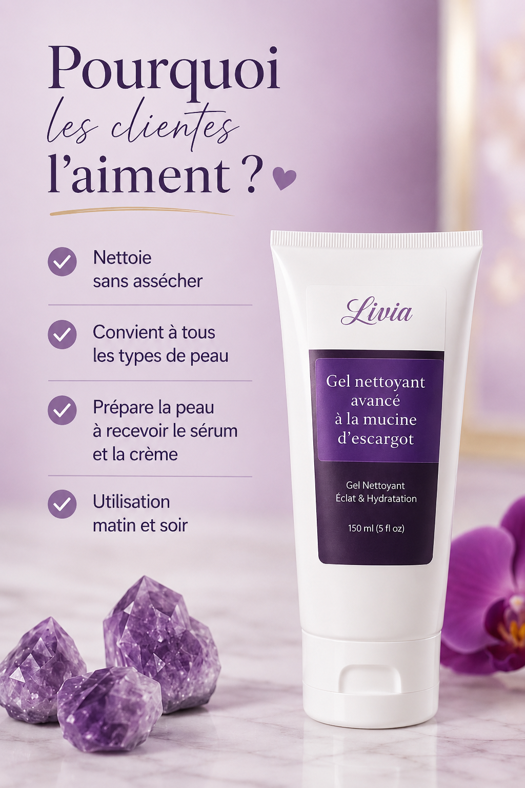 Gel nettoyant avancé à la mucine d'escargot