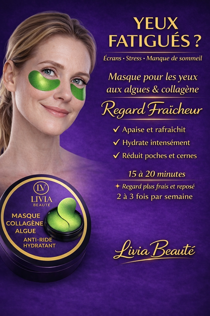 Masque pour les yeux au collagène & algues. Hydratation intense