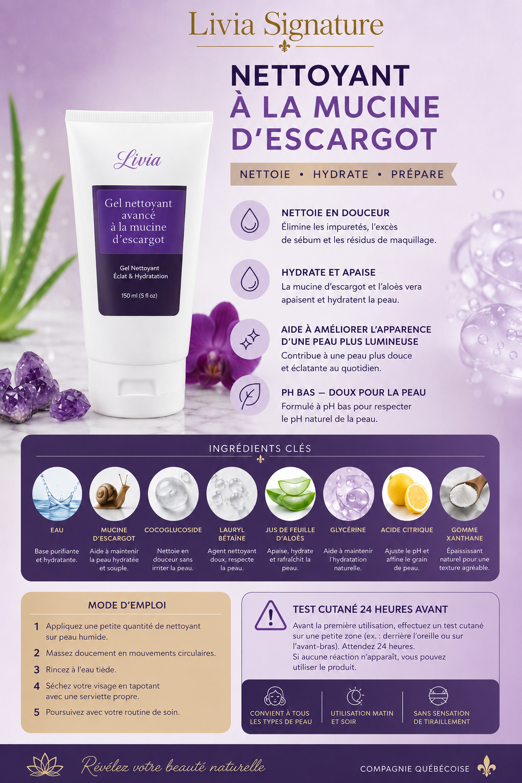 Gel nettoyant avancé à la mucine d'escargot